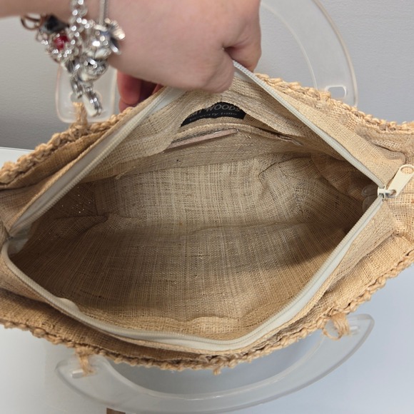 Vintage Timmy Woods Beverly Hills Lucite Top Handel Basket Bag Floral Beaded - Picture 7 of 8